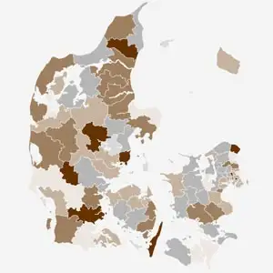Danmarkskort over effekten af stofmisbrugsbehandling i landets kommuner